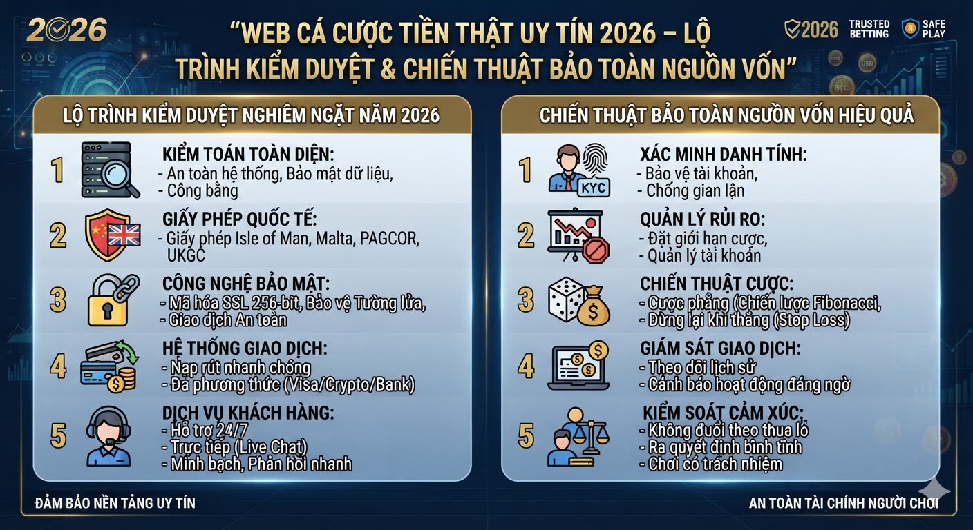 Web cá cược tiền thật uy tín 2026
